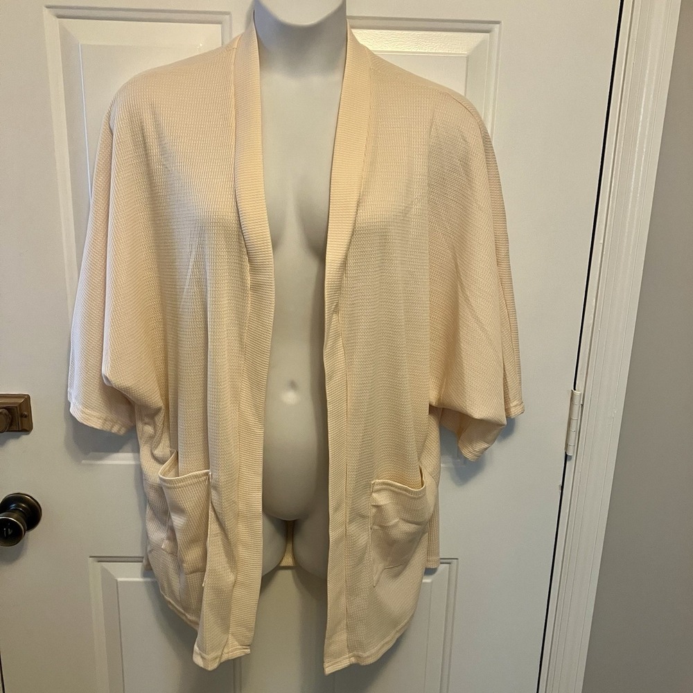 NWT Grace Karin Tan/Peach Waffle‎ Knit Dolman Sleeve Open Cardigan Size Medium